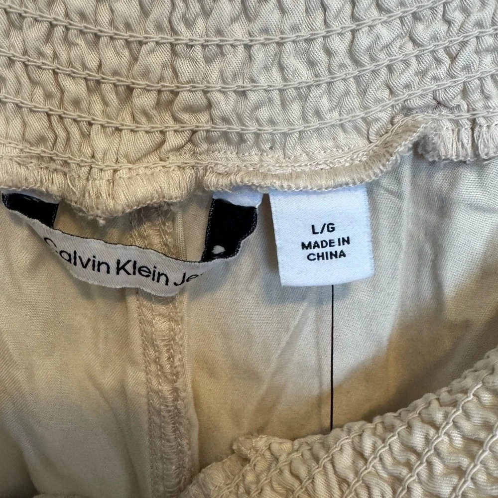 Calvin Klein Women's Cream Wide Leg Pants Tencel Size Large NWT - Picture 5 of 12